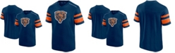 Fanatics Men's Navy Chicago Bears Textured Throwback Hashmark V-Neck T-shirt